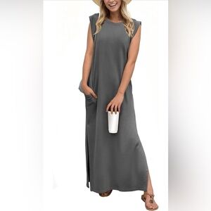 NWT Sleeveless Gray Maxi Dress